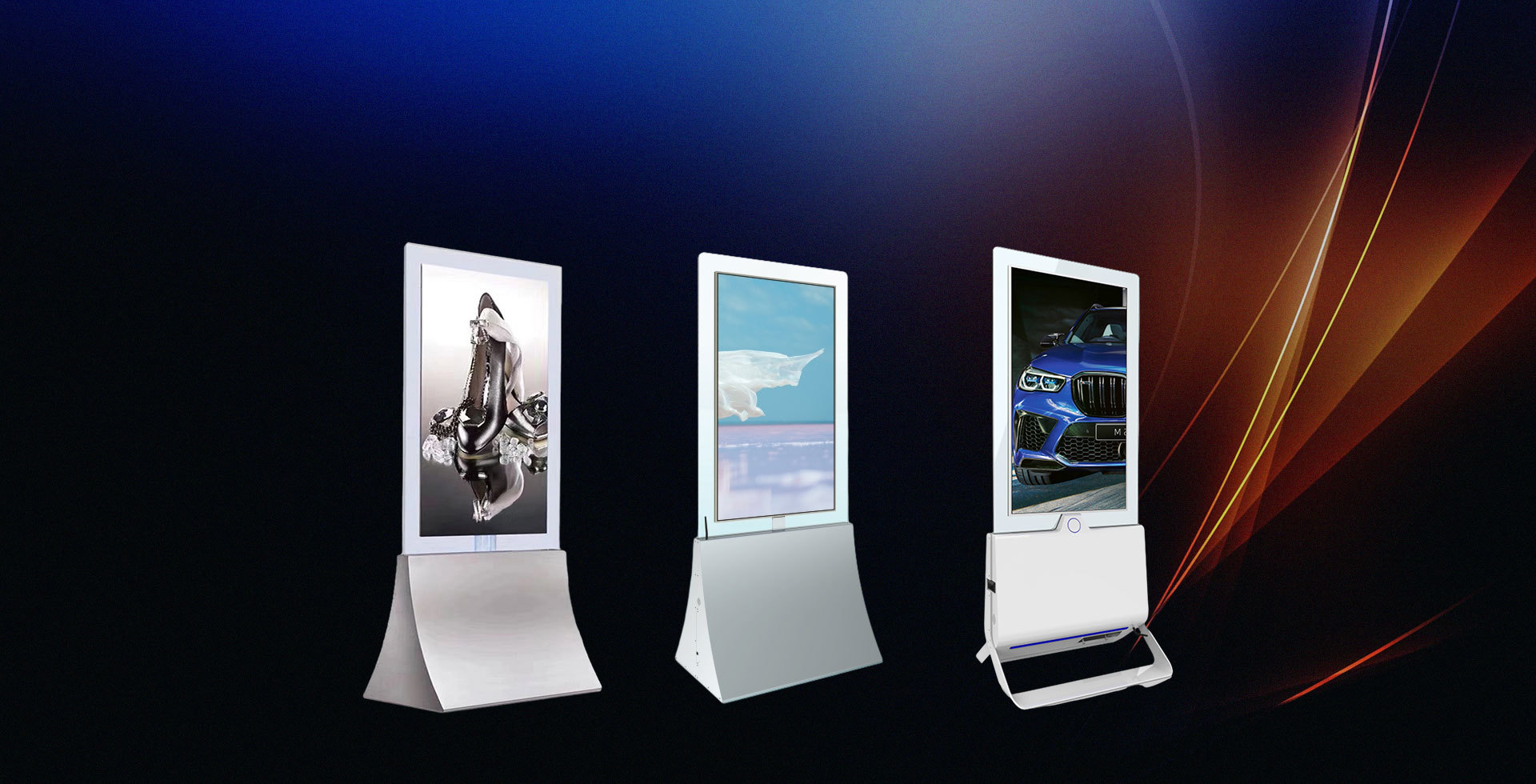 Double sided hanging display screen