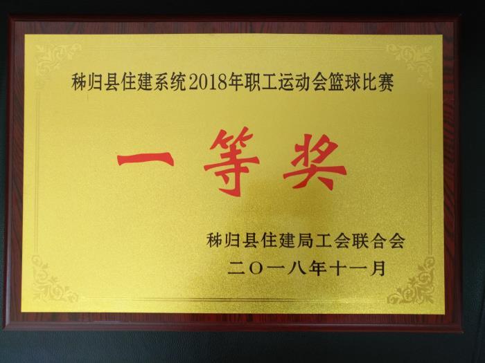 秭歸縣住建系統(tǒng)2018年職工運動會籃球比賽一等獎