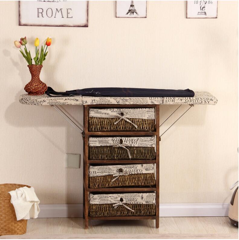 wicker drawer cabinet with ironing board