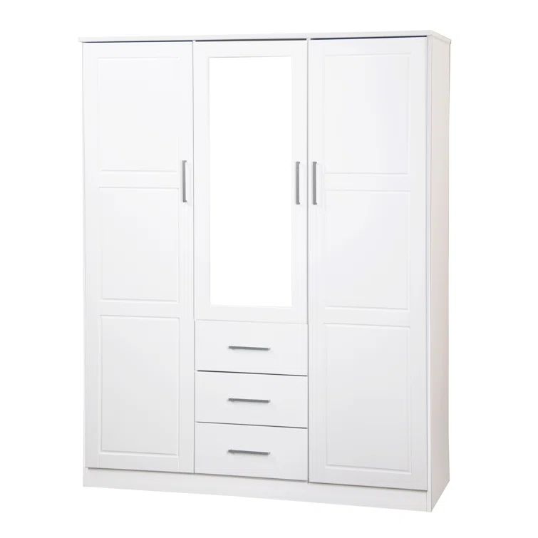 3-door Wardrobe Armoire with Mirrored Door