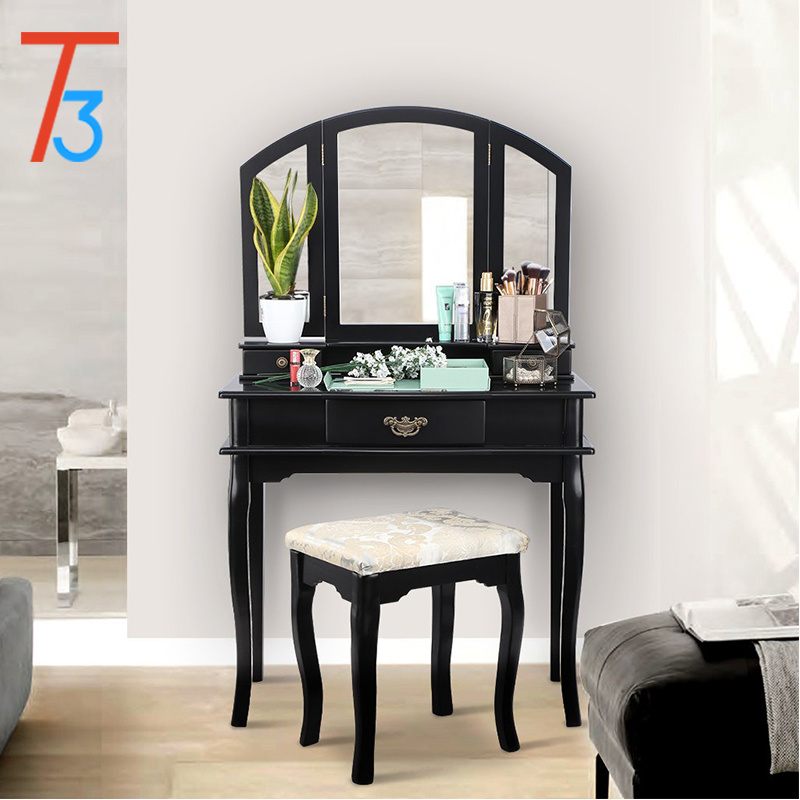 European Modern Vanity Dressing Table With Mirror And Stool For Bedroom Furniture