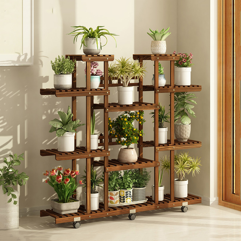 9 Shelf wood display stand  flowers rack for garden