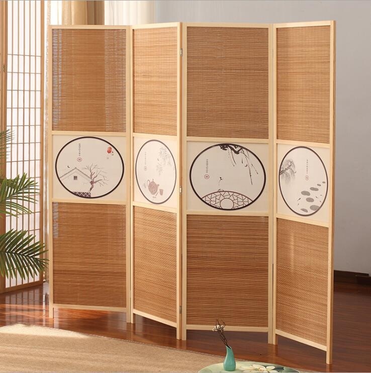 Chinoiserie Wood room divider screen 4 panels