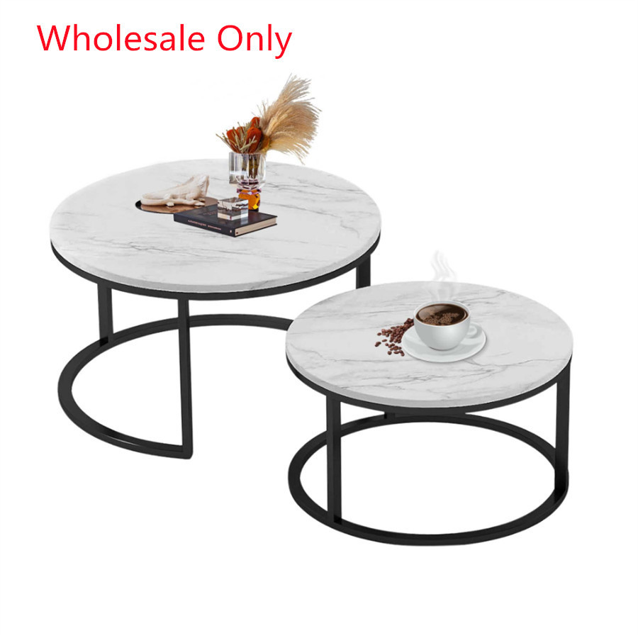OEM Round Small Table Nordic Simple Metal Wood Nesting Coffee Table Tea Table Set