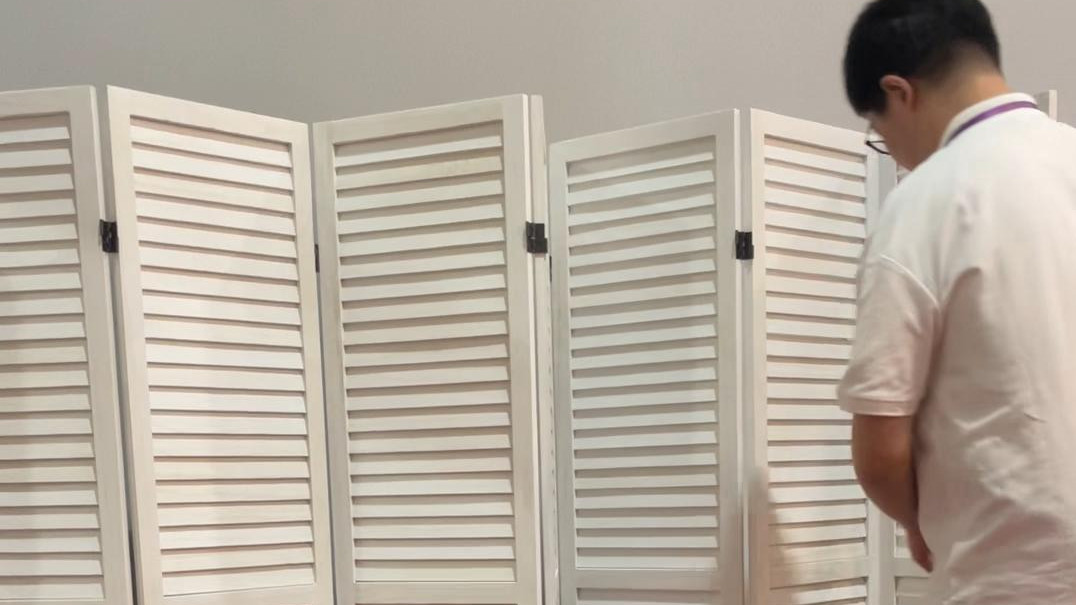 Solid Wood 8 Panels Louver Room Divider