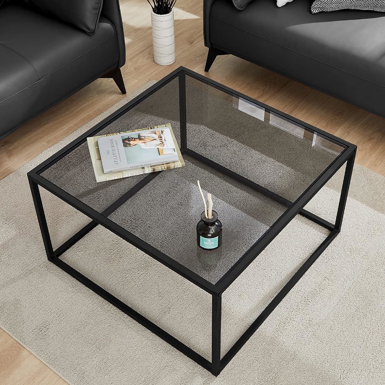 Top Glass Small Modern Square Simple Center Tables Coffee Table for Living Room