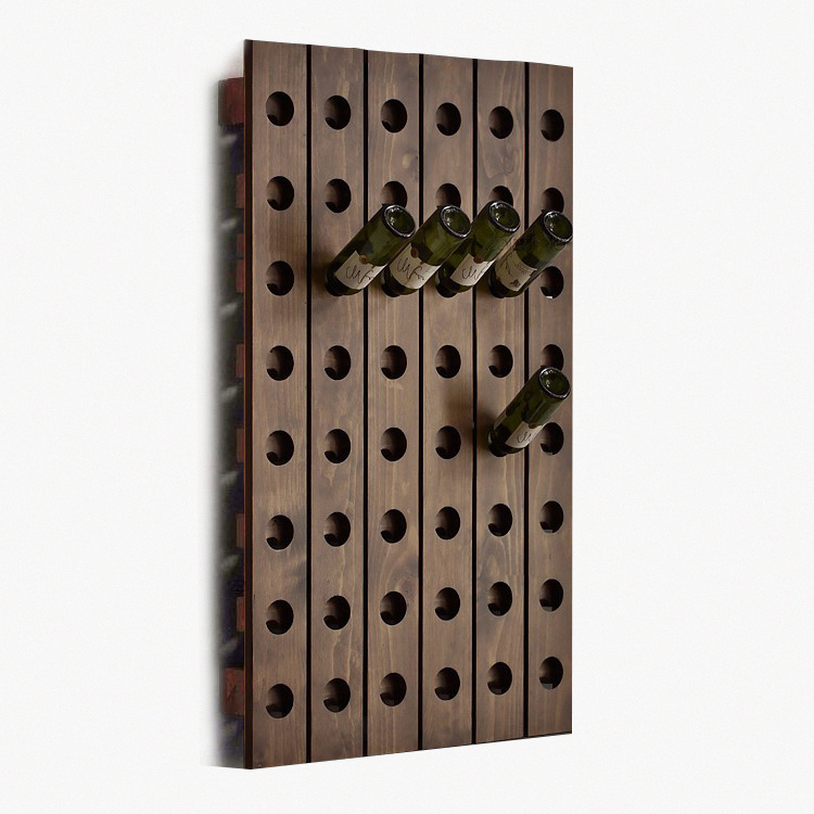 Wine rack wooden over the wall hanging shelf with holes