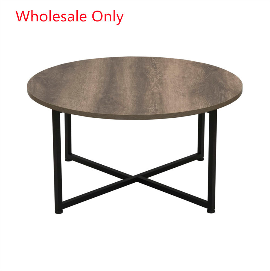 Chinese Tea Furniture Office Metal Frame Center Round Coffee Table And End Table Wood Side Table For Living Room Furniture