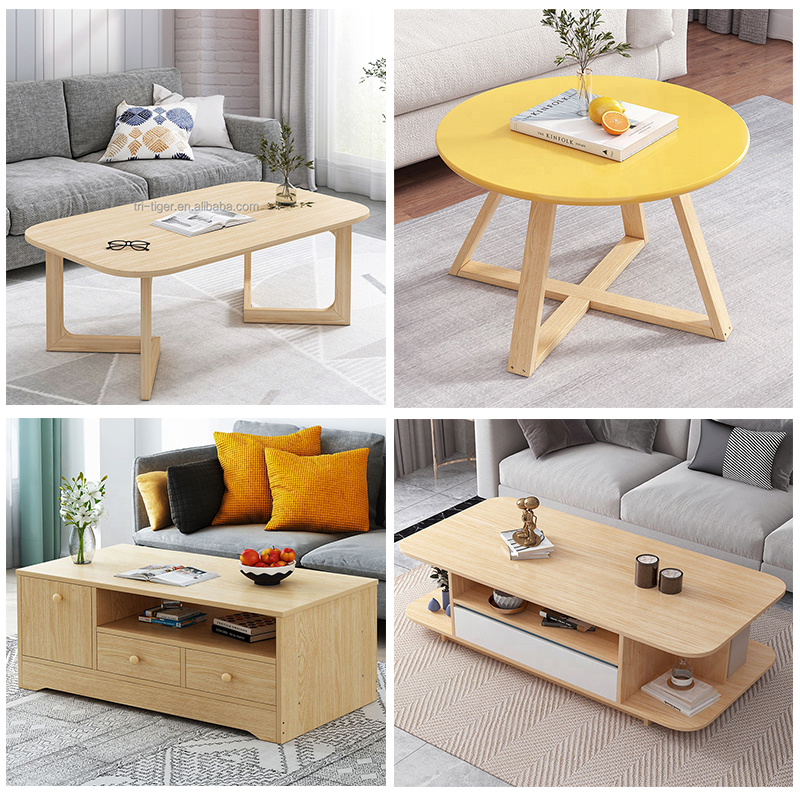 Wooden Round sofa side balcony small tea table 