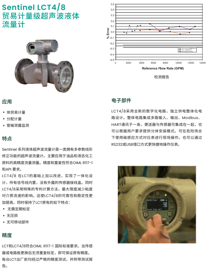 Sentinel LCT48 贸易计量级超声波液体流量计