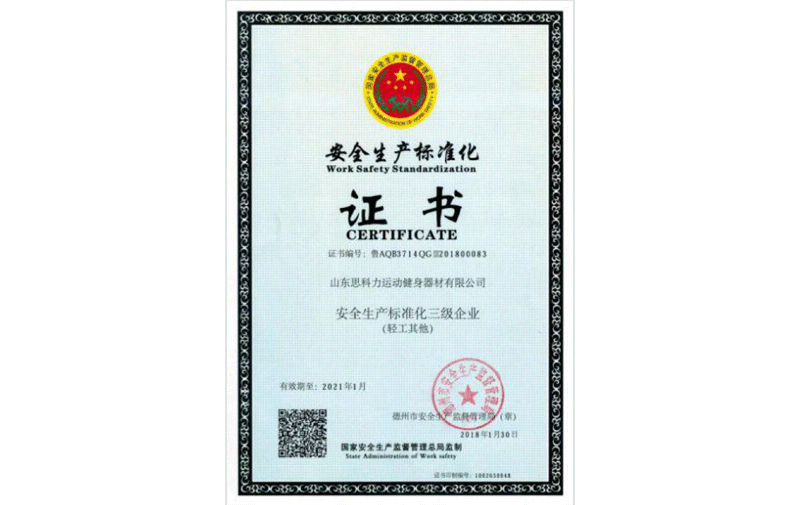 安全生产标准化证书