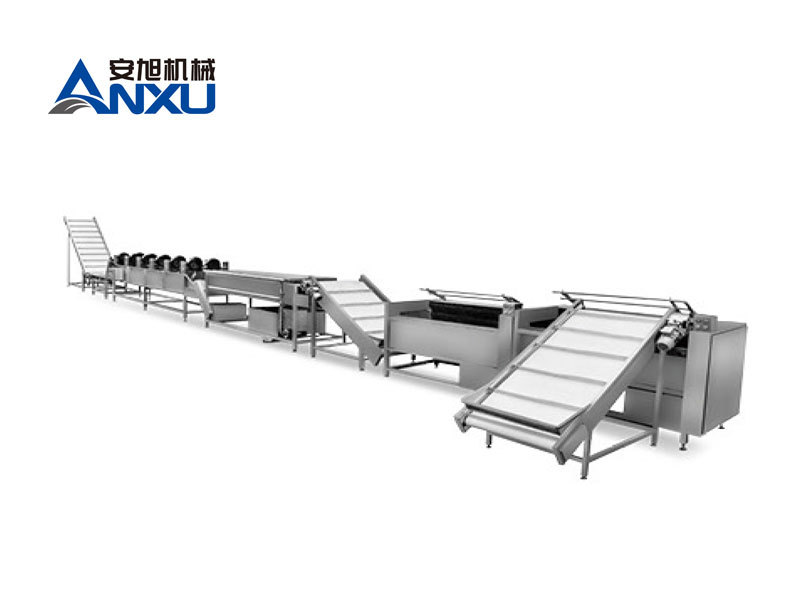 Automatic corn cleaning (beard removal) blanching cooling drying line