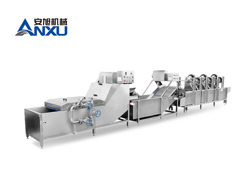 Sand onion cleaning, blanching, sterilization and air-drying line