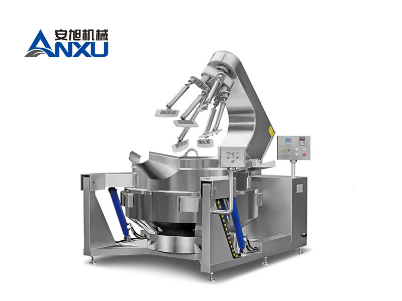 Fully automatic electromagnetic/gas heating multi-head stirring wok