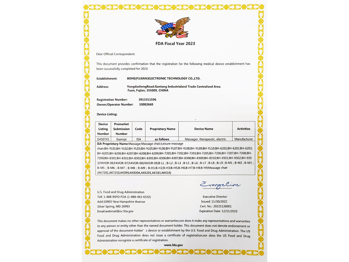 FDA Certificate