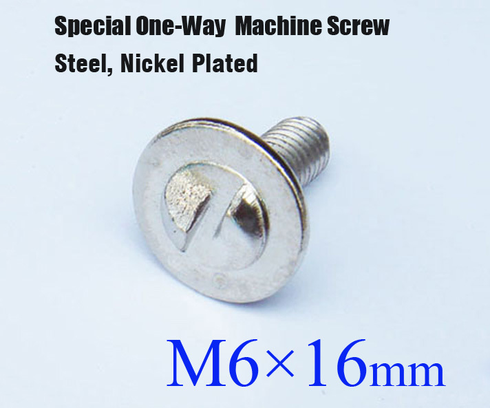 Special One-Way Machine Screw M6*16mm 单向螺丝 不卸螺丝 铁 镀镍