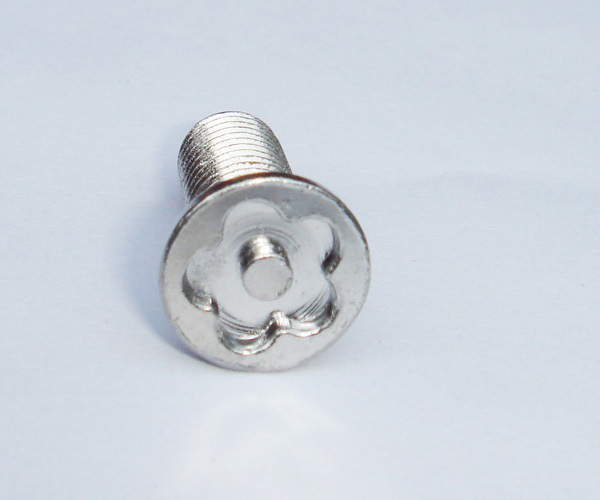 Customized Big Torx Bolt with pin, Nickel Plated,特殊大梅花带点螺丝 铁 镀镍 M8*23mm