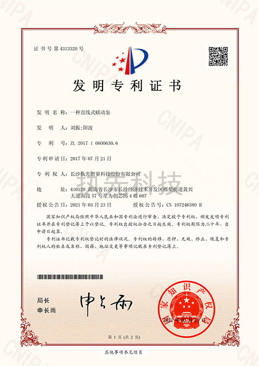 直線式蠕動泵（發(fā)明專利）