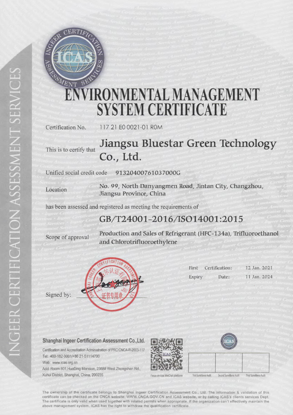 Environmental Management System Certificate (2021)