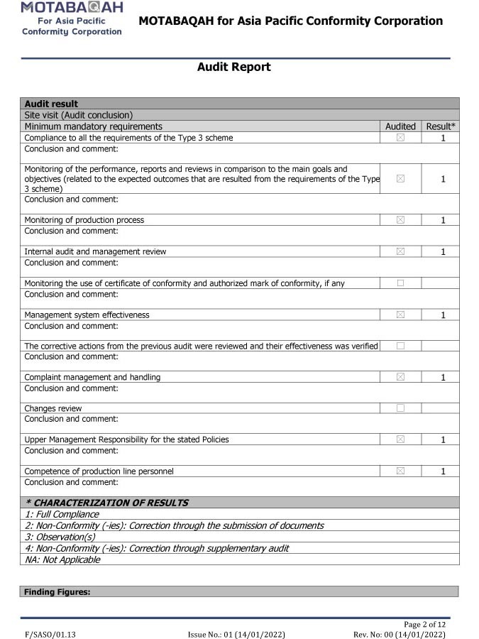 Factory Audit Report 2