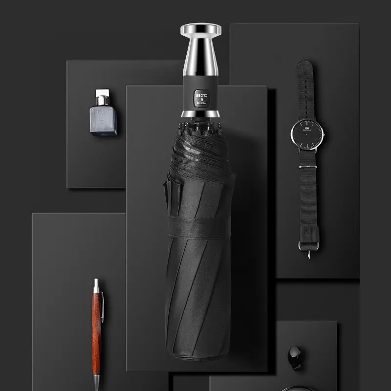 Three-fold umbrella with broken windows