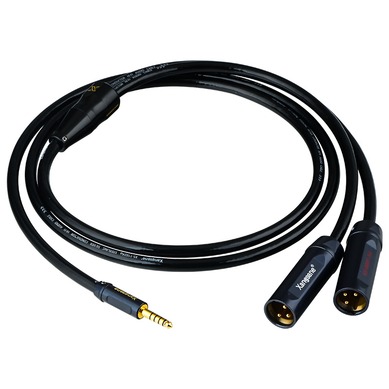 Xangsane/象神  纯银4.4转双卡侬音频线HiFi4.4mm平衡一分二XLR声卡调音台连接线