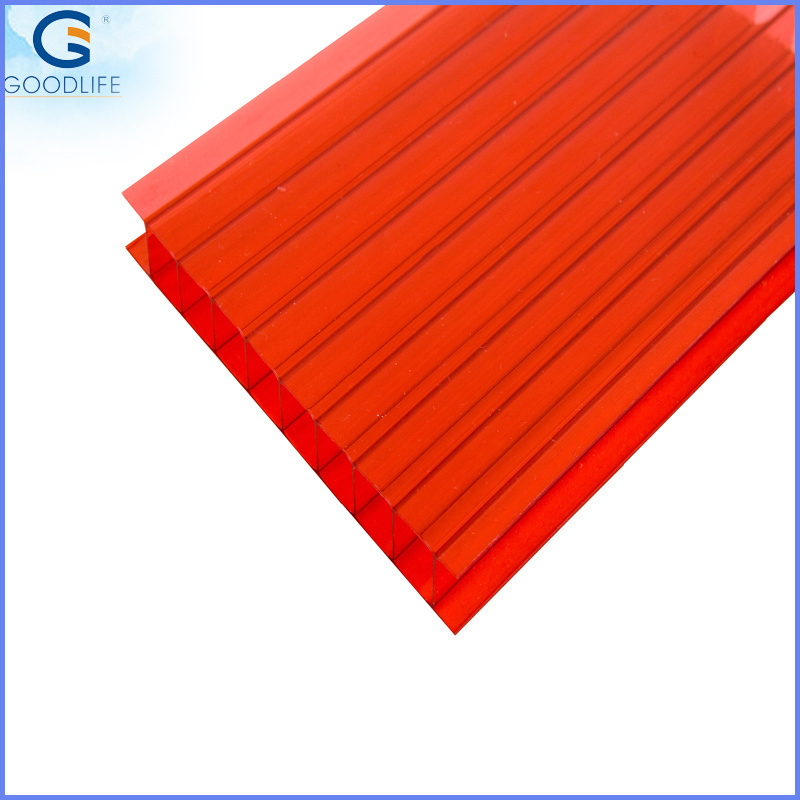 Red Polycarbonate twin-wall hollow sheet