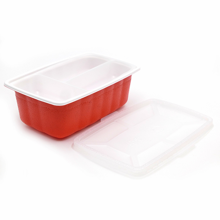 源厂定制环保微波炉PP 3格食品容器一次性塑料便当盒