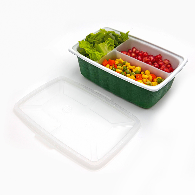 源厂定制环保微波炉PP 3格食品容器一次性塑料便当盒（三个尺寸七个颜色分开上）