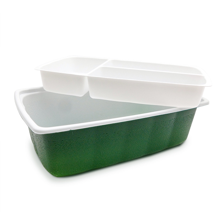 源厂定制环保微波炉PP 3格食品容器一次性塑料便当盒（三个尺寸七个颜色分开上）