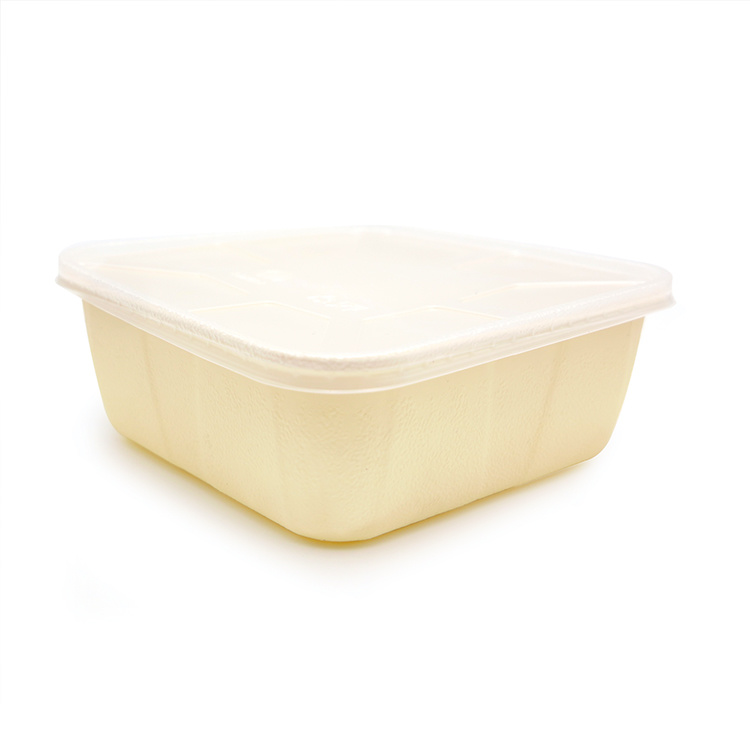 The eco friendly  multifunction biodegradable double layers food takeaway square lunch box