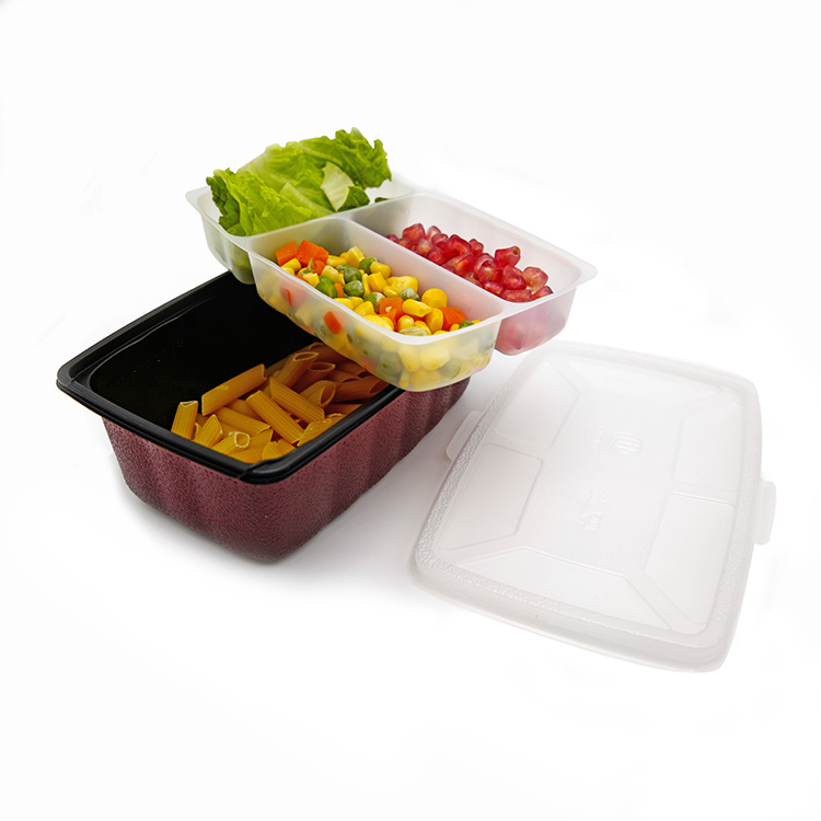 Source factory customization Eco-friendly microwave PP 3 compartment food container disposable plastic bento box（三个尺寸七个色分开上）