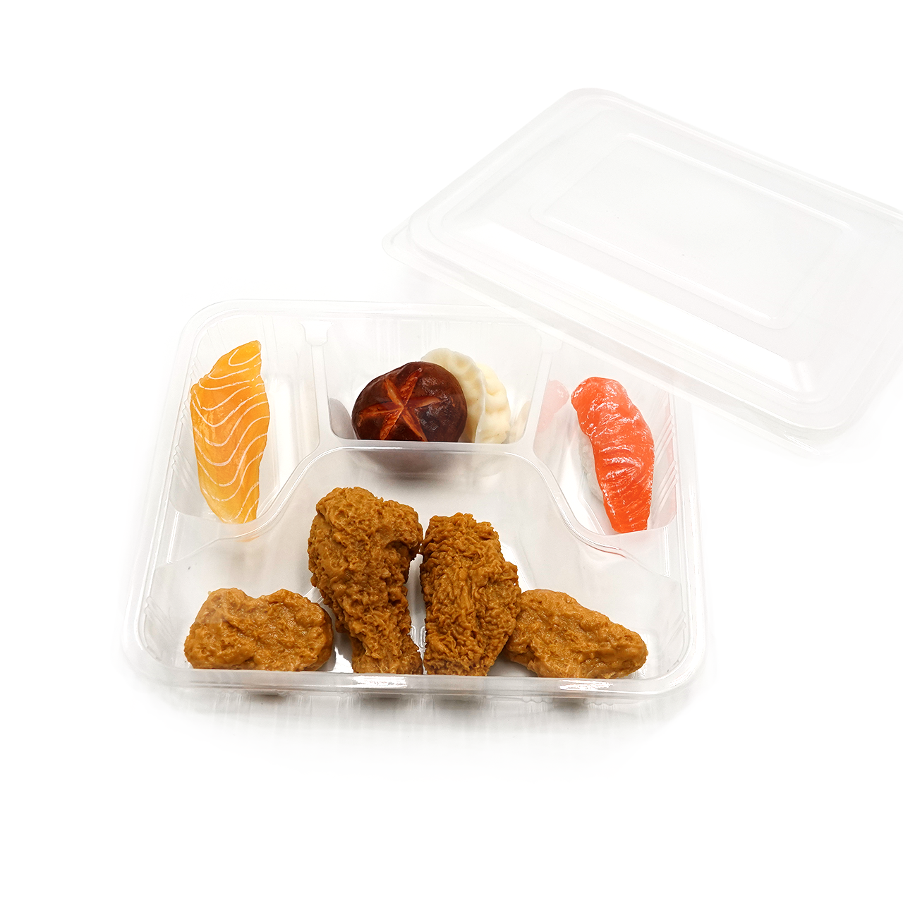Disposable take out 4 compartments PP plastic meal prep container with leak prevention lid