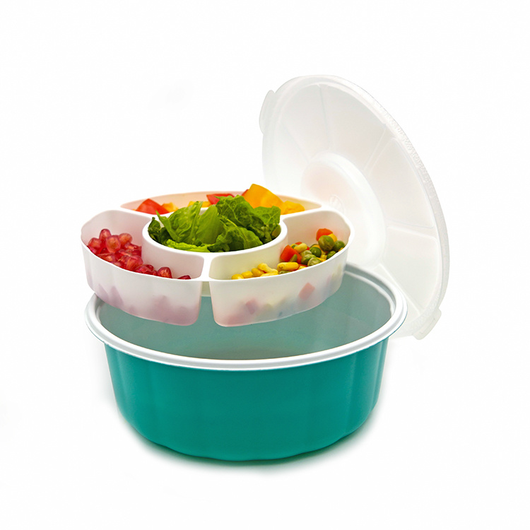 The food grade disposable plastic PP round food delivery container lunch box