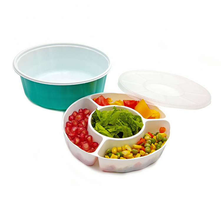 The food grade disposable plastic PP round food delivery container lunch box