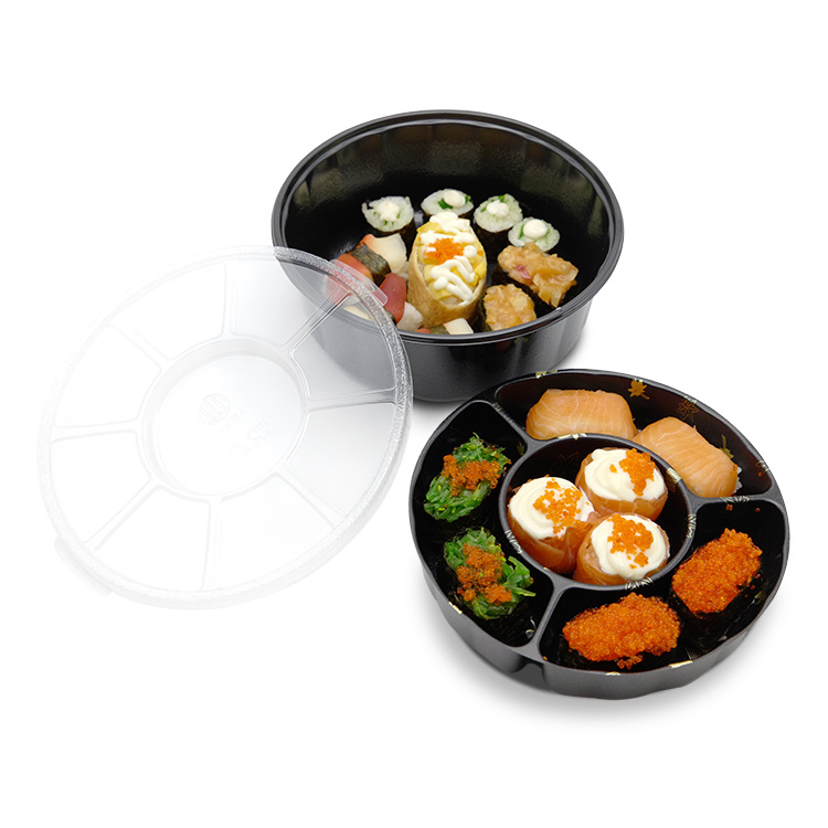 Wholesale Custom PP Food Grade Disposable Plastic Round Lunch Bento Box for Fast Food