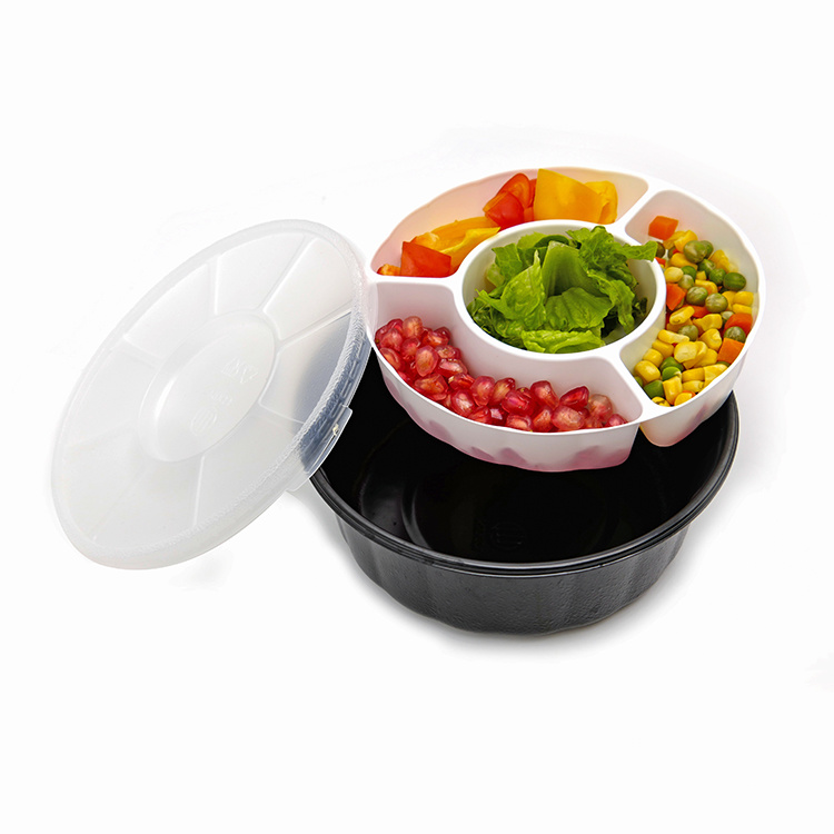 Wholesale Custom PP Food Grade Disposable Plastic Round Lunch Bento Box for Fast Food