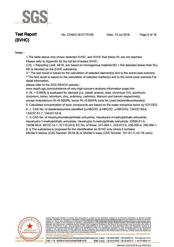 2018年锌合金欧盟REACH-svhc测试报告(英文版) 2018年锌合金欧盟REACH-svhc测试报告(英文版)