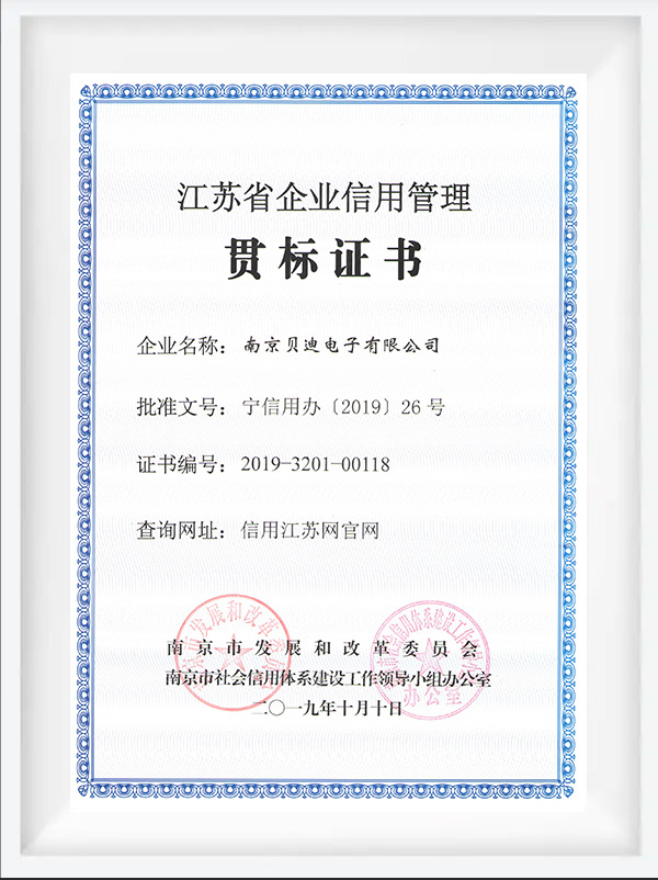 Jiangsu Province Enterprise Credit Management Standard Implementation
