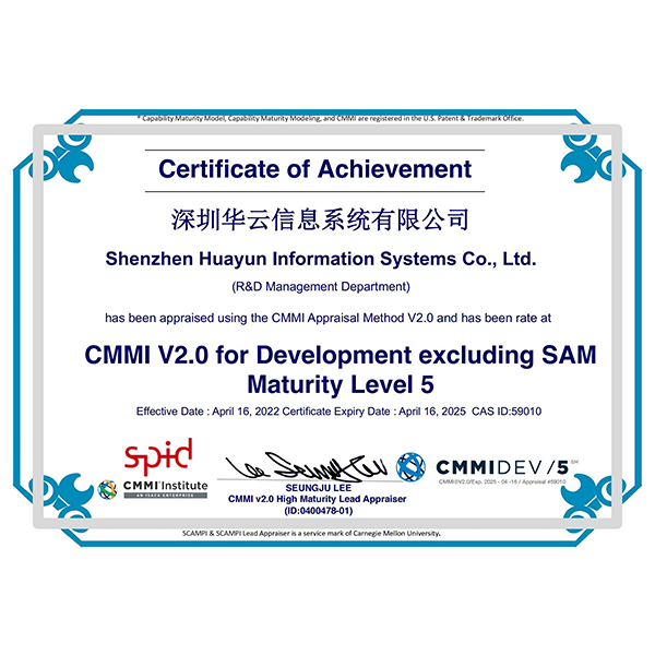 CMMI Property Level 5 Certificate