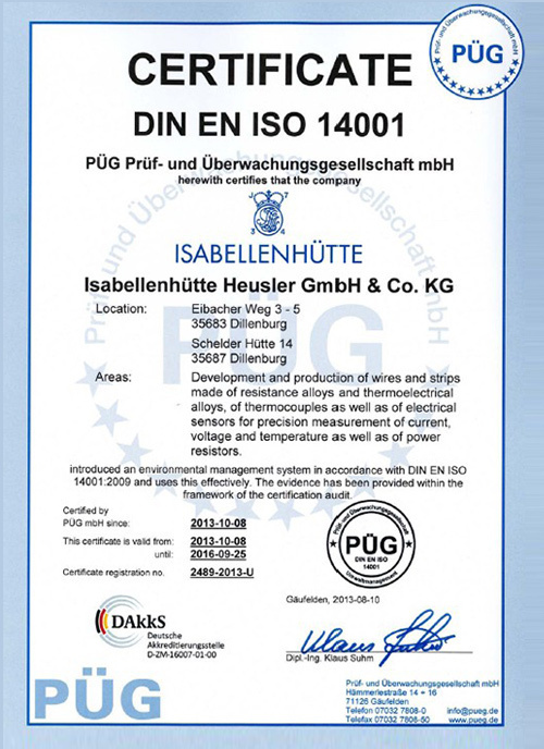 ISA ISO14001 Certification