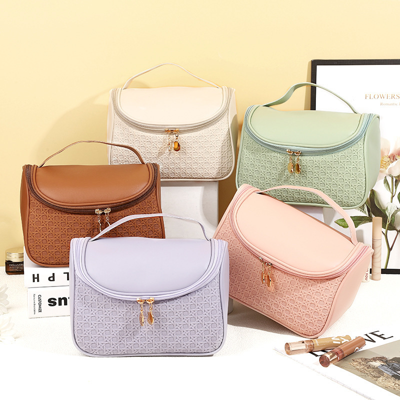 ES2314The new simple PU leather cosmetic bag wholesale, travel bag portable cosmetic bag waterproof wash bag