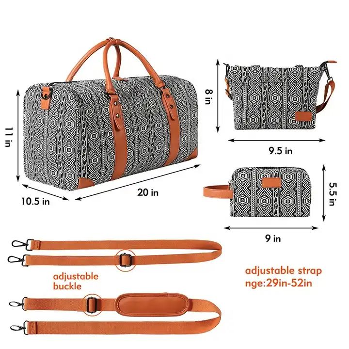 ES2342Large space full printing 3 set sports overnight weekend luggage bag custom logo weekender travel bag with shoe compartment