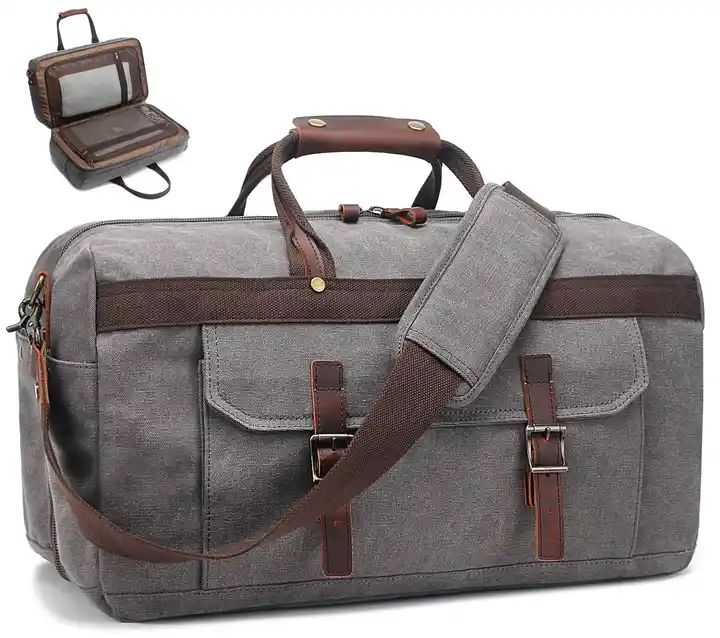 ES2345Waterproof reusable canvas custom logo gym bag men multi-functional unique travel shoulder padding large sports bag