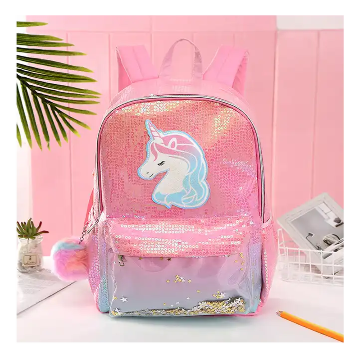 ES2357Pink unicorn backpack fashion sequin backpack clear school bag for girl bling cute custom backpack bag outdoor bags
