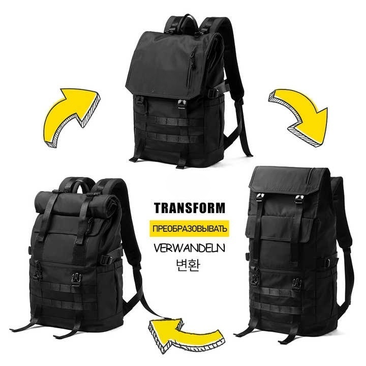 ES2334        3 in 1 Roll top Upgraded Plus Size Expandable Travel Laptop Backpack Water Resistant Sport Outdoor Bag 17 Inch Large Backpack