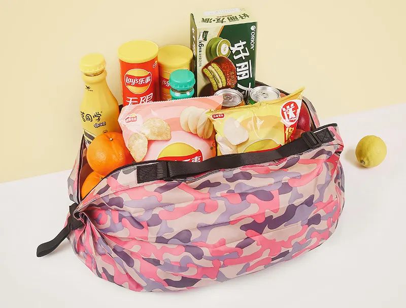 ES2339Stylish folding tote design washable lightweight grocery bags ecofriendly nylon reusable shopping bag large foldable
