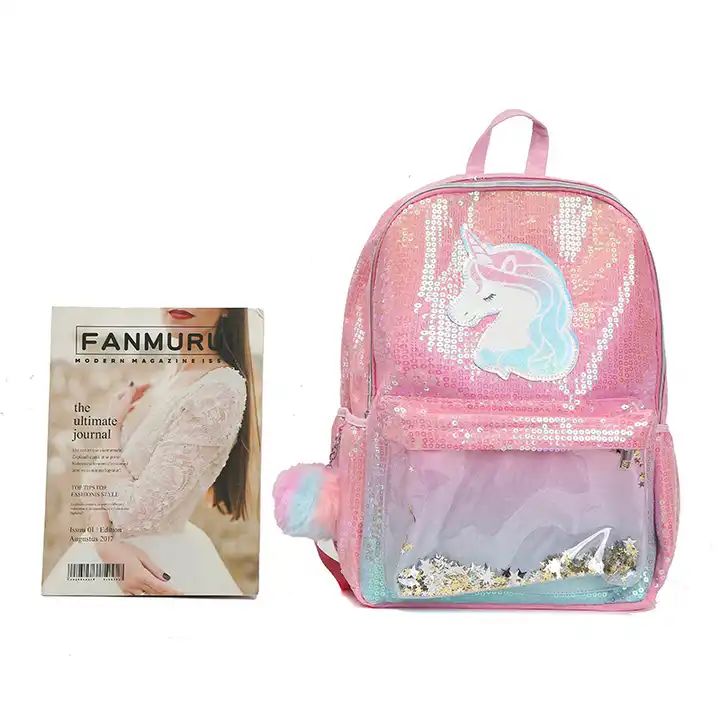 ES2357Pink unicorn backpack fashion sequin backpack clear school bag for girl bling cute custom backpack bag outdoor bags