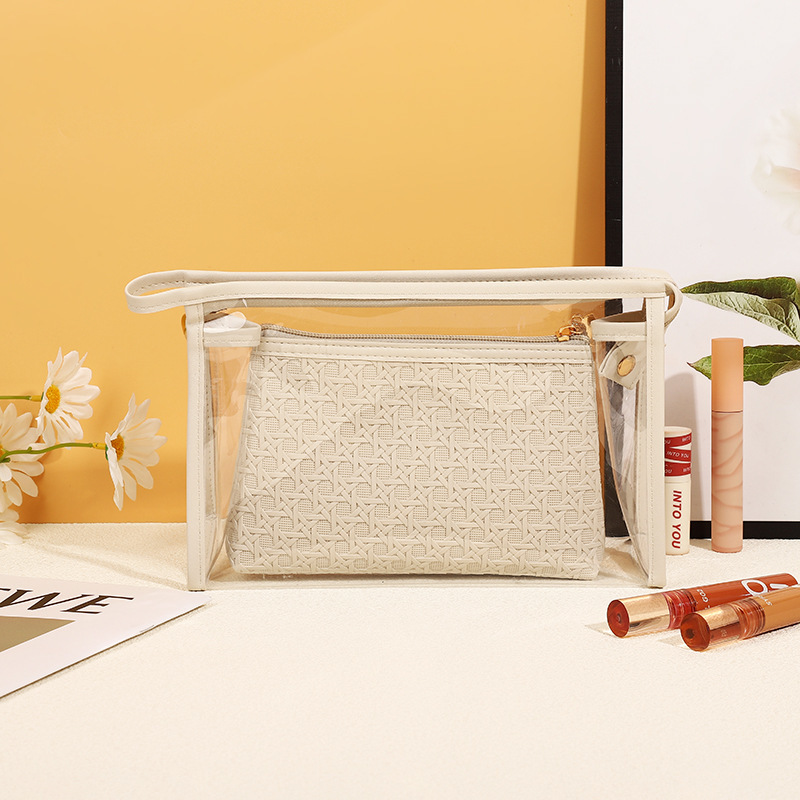ES2314The new simple PU leather cosmetic bag wholesale, travel bag portable cosmetic bag waterproof wash bag