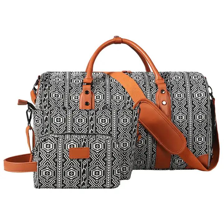 ES2342Large space full printing 3 set sports overnight weekend luggage bag custom logo weekender travel bag with shoe compartment